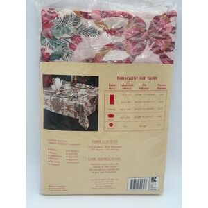 Ashley Taylor Christmas Damask Tablecloth Poinsettia‎ Floral Oblong 60 x 84